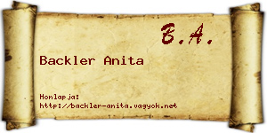 Backler Anita névjegykártya