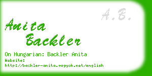 anita backler business card